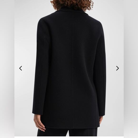Theory Sileena Women's Coat - Large Black Wool Cashmere Jacket - Picture 2 of 11